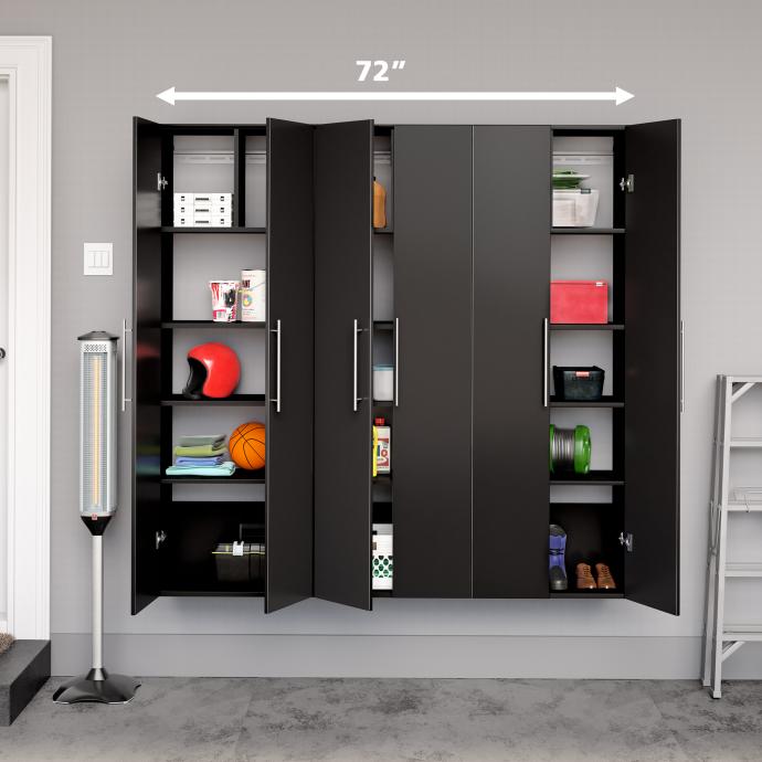 Black HangUps 72" Storage Cabinet Set C - 3pc with dimensions