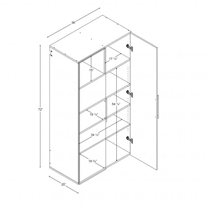 HangUps 36" Large Storage Cabinet, Black dimensions