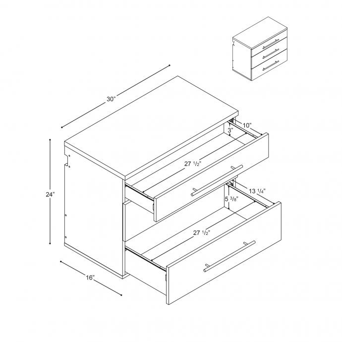 Black HangUps 3-Drawer Base Storage Cabinet dimensions