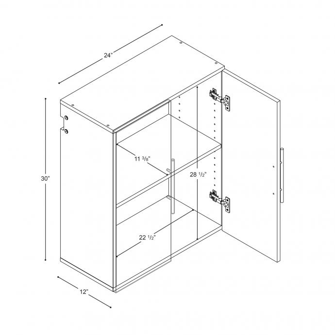 HangUps 24" Upper Storage Cabinet, Black dimensions