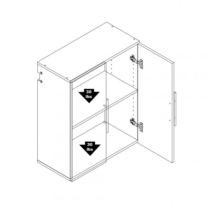 HangUps 24" Upper Storage Cabinet, Black weight capacity
