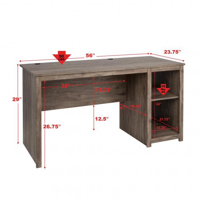 Sonoma Home Office Desk, Drifted Gray with dimensions
