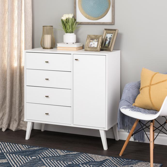 Milo 4-drawer Chest with Door - White