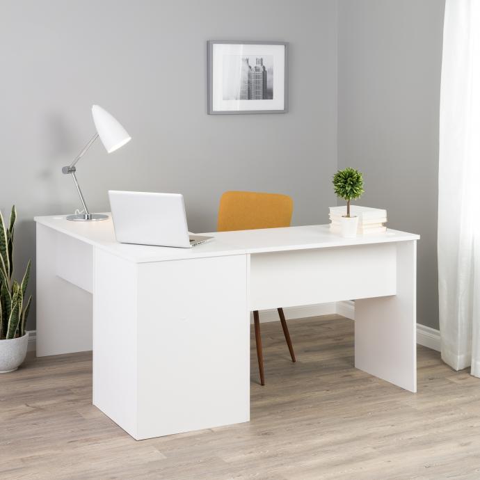 White L-shaped Desk