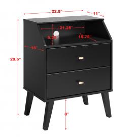dimensions for 2-drawer angled nightstand 