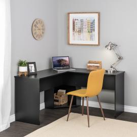 Black L-shaped Desk in Corner