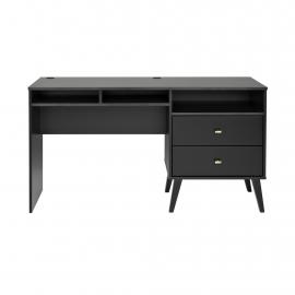 Milo Desk with Side Storage & 2 Drawers, Black