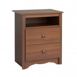 Cherry 2-drawer Nightstand with Open Shelf