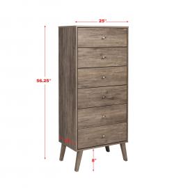 dimensions for Tall 6-drawer Chest, mid century modern style