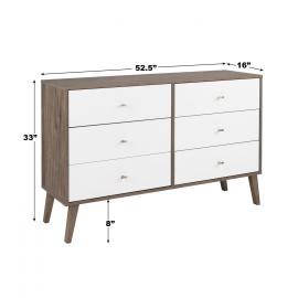 Milo 6-drawer Dresser, Drifted Gray & White, dimensions