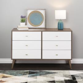 Milo 6-drawer Dresser, Drifted Gray & White