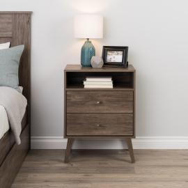 Milo 2-drawer Tall Nightstand with Open Shelf