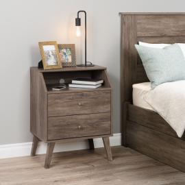 2-drawer nightstand with angled top
