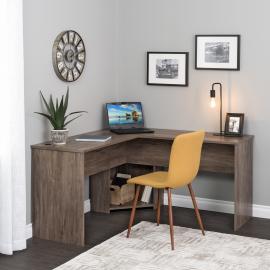 Drifted Gray L-shaped Desk in Corner