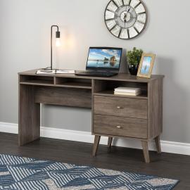 Milo Desk with Side Storage & 2 Drawers, Drifted Gray
