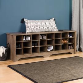 60 Inch Shoe Cubby Bench, Drifted Gray