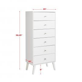 dimensions for Tall 6-drawer Chest, mid century modern style