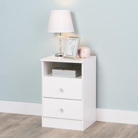 Astrid 2-Drawer Nightstand with Crystal Knobs, White 
