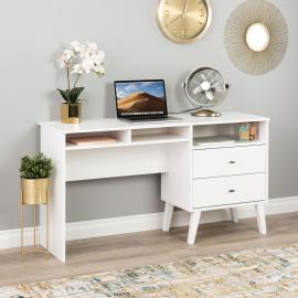 Milo Desk with Side Storage & 2 Drawers, White